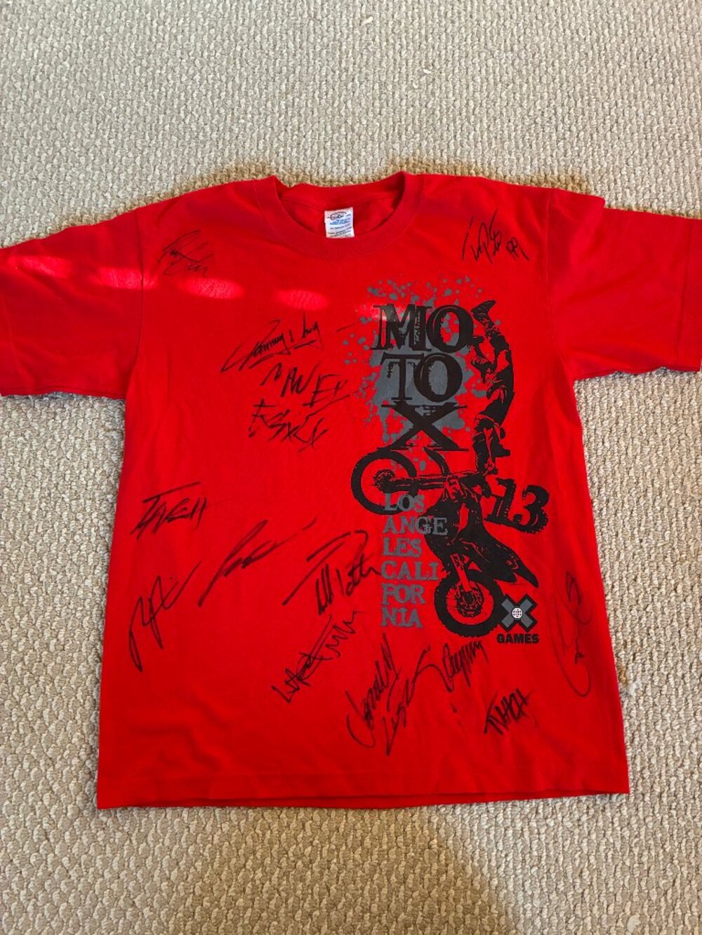 Vintage 2007 X Games 13 Moto Cross Signature Shirt Red Youth XL Y2K
